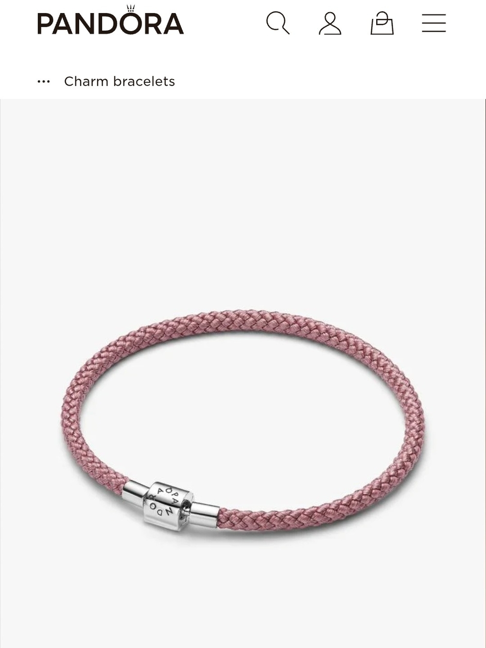 Pandora Rose Pink Braided Cord Bracelet with Sterling Clasp